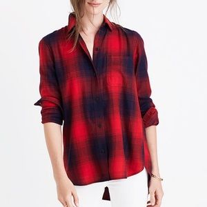Madewell classic x-boyfriend shirt in wilder plaid